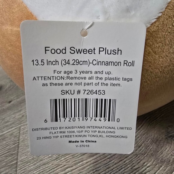 NWT Food Sweet Plush Cinnamon Roll Pillow Swirly Icing Top With Hearts - Picture 5 of 7